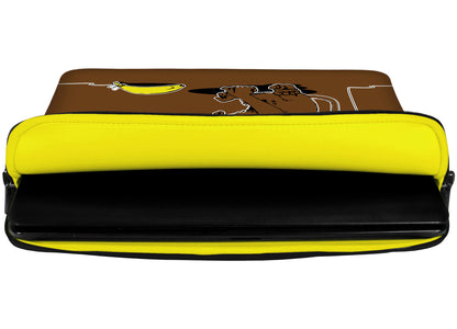 Innenansicht mit Schutzlippen der LS167 Confusion Designer Laptop Tasche in gelb aus wasserabweisendem Neopren
