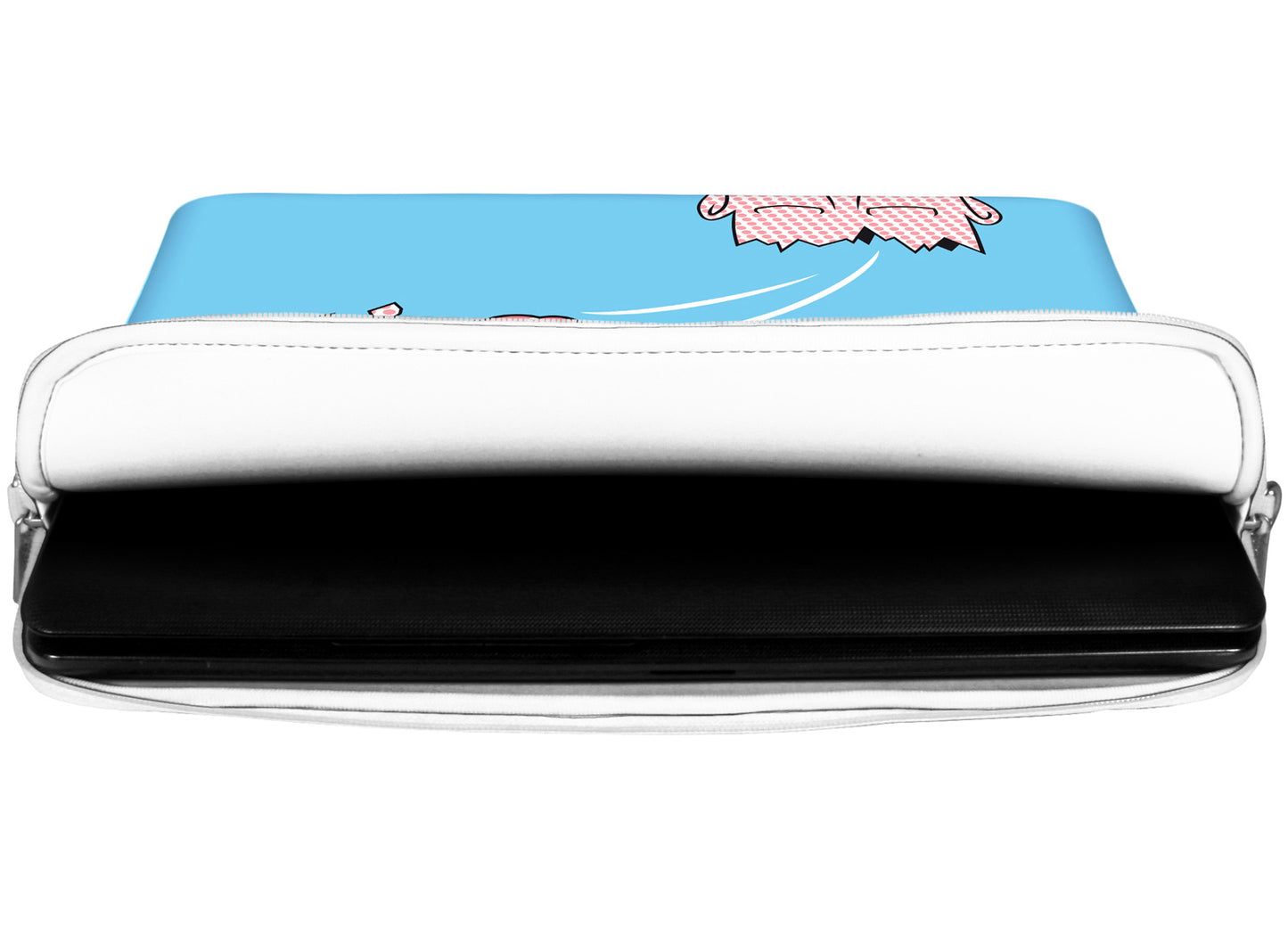 Innenansicht mit Schutzlippen der LS169 Timeout Designer Laptop Tasche in weiß aus wasserabweisendem Neopren