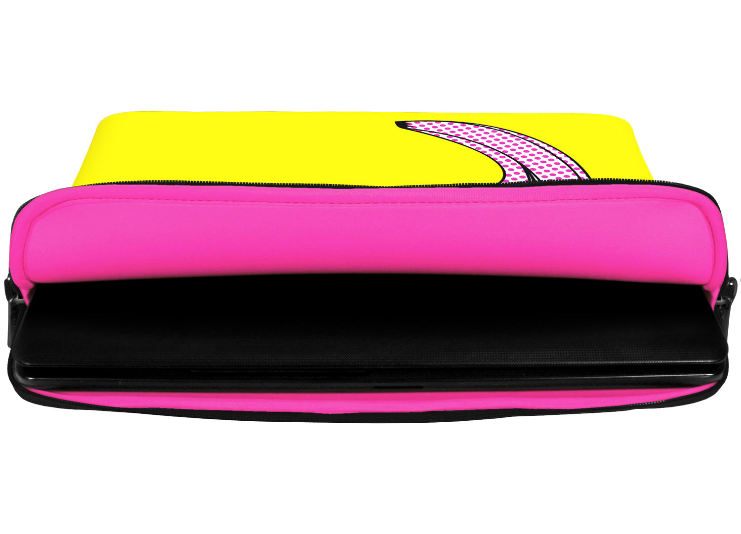Innenansicht mit Schutzlippen der LS170 Surprise Designer Tasche für Laptop in pink aus wasserabweisendem Neopren