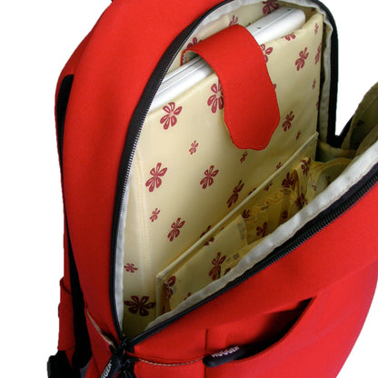 Der rote Hugger Rucksack bietet Schutz für 13-Zoll-Geräte wie Macbooks, Netbooks, Laptops und Zubehör